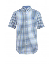 Chaps Yellow/Blue/Off White Check Short Sleeve Stretch Shirt